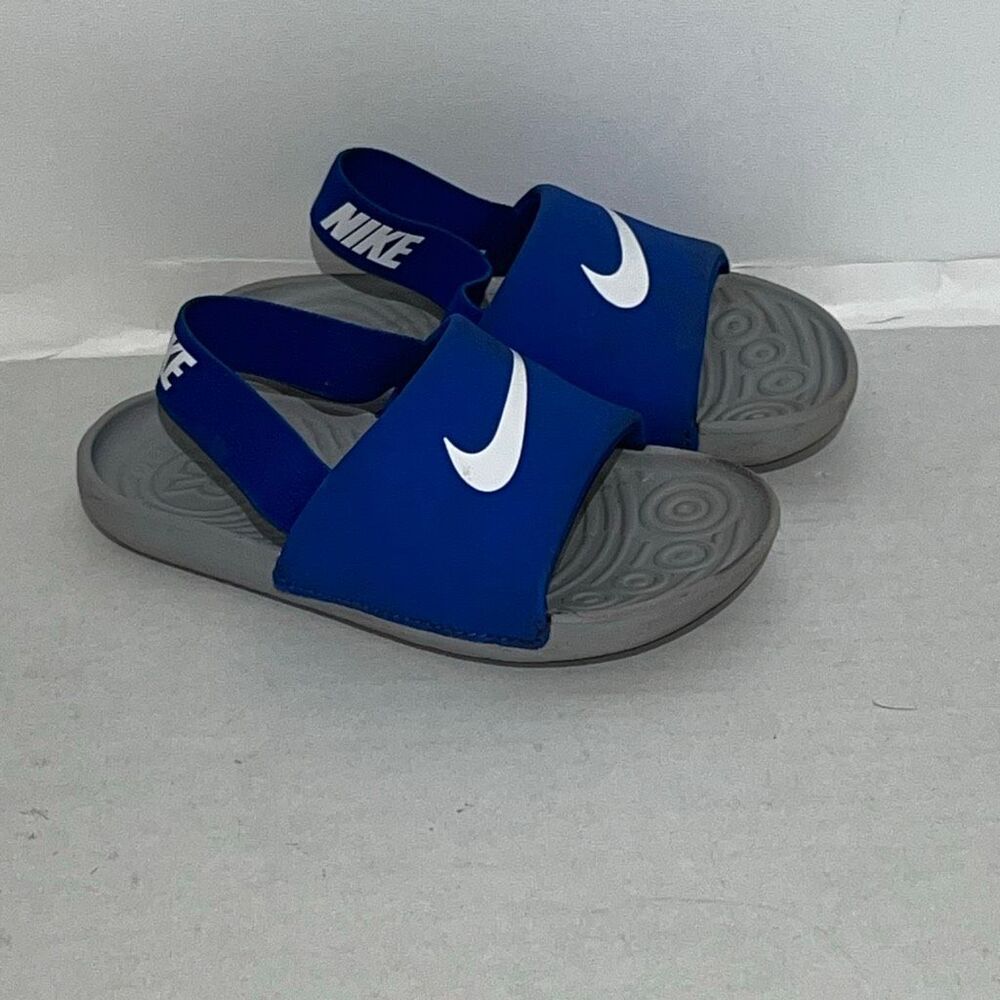 Nike Blue Gray Kawa Baby & Toddler Soft Strap Plush Foam Slide Sandals Size 9C